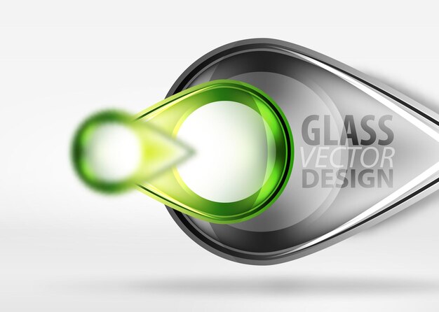 Abstract background glass green minimal round and arrow shapes in 3d space with blurred effects Vector geometric abstract background