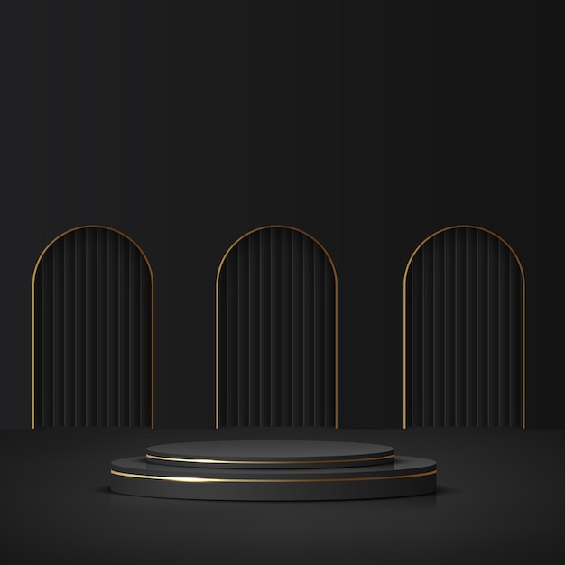 Abstract background with black and gold podium for presentation Vector