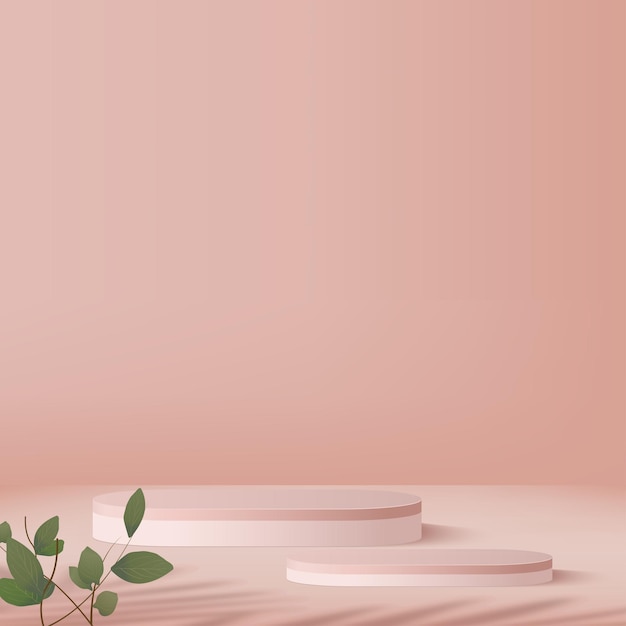 abstract background with cream color geometric 3d podiums vector illustration