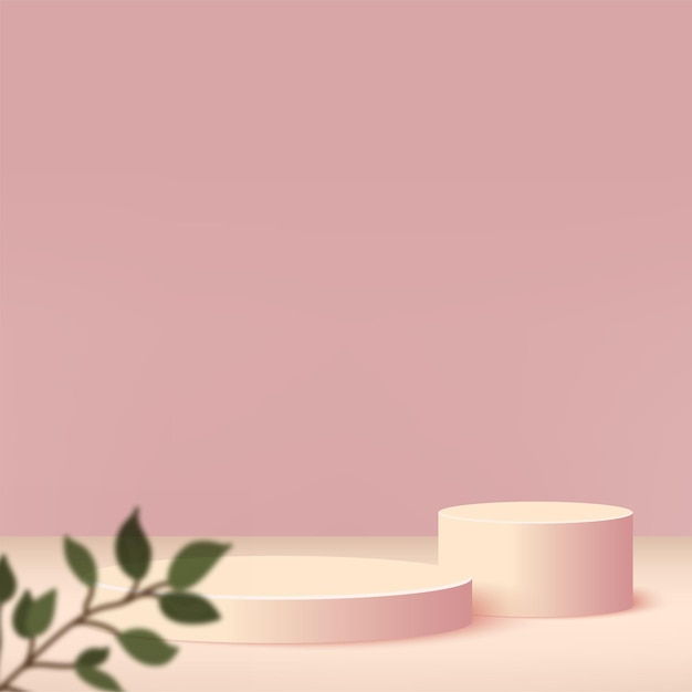 abstract background with cream color geometric 3d podiums. 