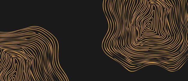 Abstract background with golden tree ring pattern Backdrop with yellow wavy wood circle Topographic map concept Relief wave contour surface