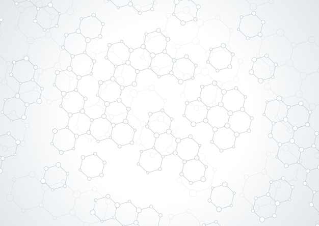 Abstract background with hexagons and connecting dots pattern design
