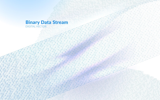 Abstract binary code data stream for big data analytics computer networks and data visualization Clean futuristic style