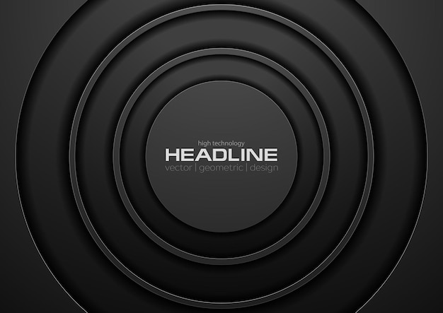 Abstract black concept round shapes background Dark vector template design