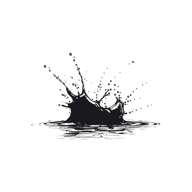 Abstract Black Ink Splash on White Canvas Vector illustration design