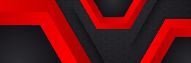 Abstract black red metallic carbon neutral overlap light hexagon mesh design modern luxury futuristic technology background Game tech wide banner vector illustration