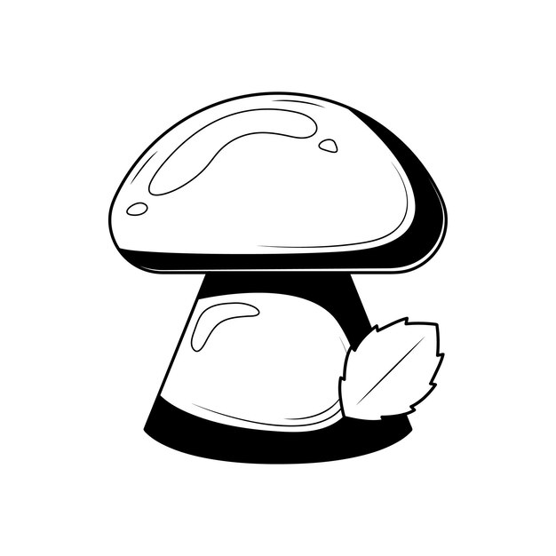 Abstract Black Simple Line Mushroom Doodle Outline Element Vector Design Style Sketch Isolated