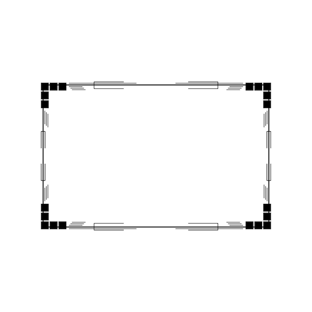 abstract black simple line rectangular frame doodle outline element vector design style sketch