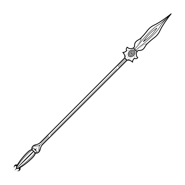 Abstract Black Simple Line Spear Weapon Doodle Outline Element Vector Design Style Sketch Isolated