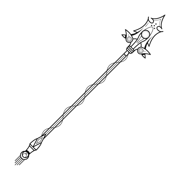 Abstract Black Simple Line Spear Weapon Doodle Outline Element Vector Design Style Sketch Isolated