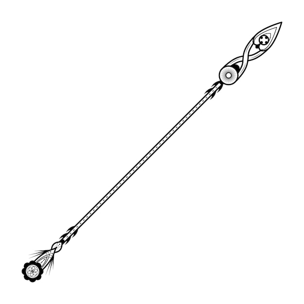 Abstract Black Simple Line Spear Weapon Doodle Outline Element Vector Design Style Sketch Isolated