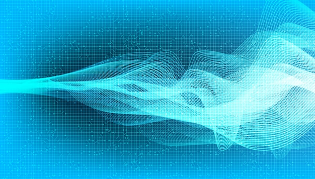 abstract blue curve digital sound wave and earthquake wave concept, design for music studio and science
