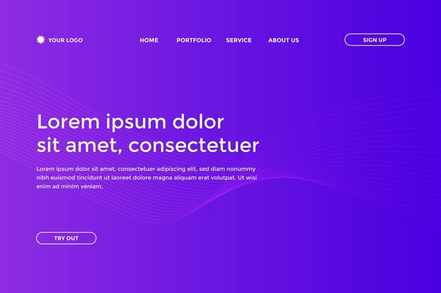 abstract blue purple gradient landing page template