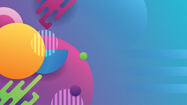 Abstract blue yellow and pink background with waves and circles
