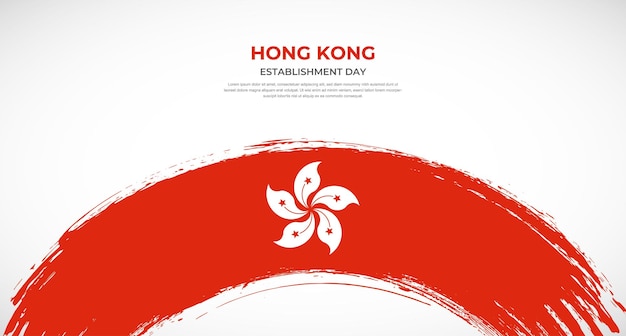 Abstract brush flag of Hong Kong in rounded brush stroke effect vector illustration