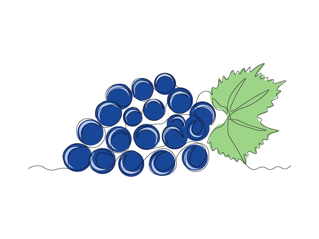 Abstract bunch of grapes continuous single one line art hand drawing sketch logo