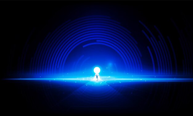 abstract businessman arrow up of key door or interest open businessman light technology background hitech communication concept innovation background vector design