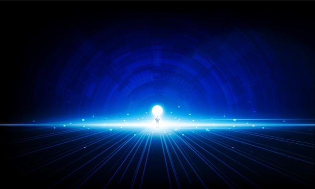 abstract businessman key door open light technology background hitech communication concept innovation background vector design