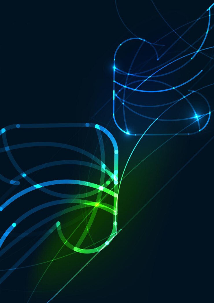 Vektor abstract color glowing lines in dark space with stars and light effects
