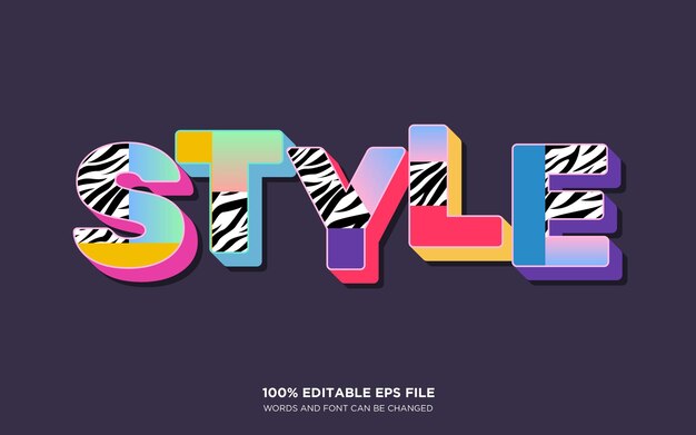 Abstract colorful alphabet editable text style effect