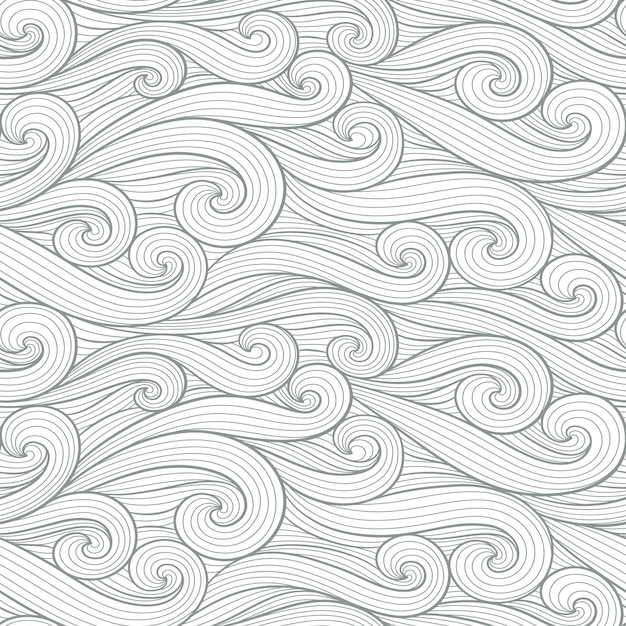 abstract colorful curly lines seamless patterns set waves and curls vector illustration
