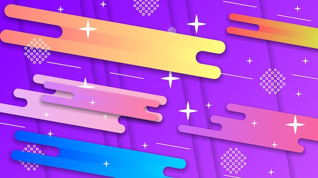 Abstract Colorful Gradient Background With Color Geometric Figures. Different Shapes And White Line