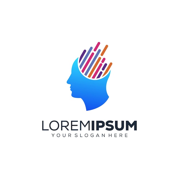 Abstract colorful head logo design