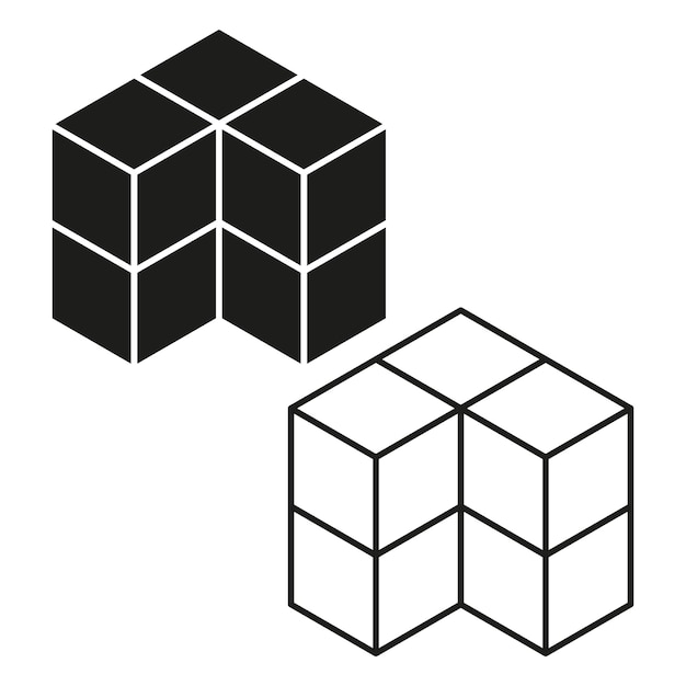 abstract cube shapes geometric block icon black minimalist design vector 3d style
