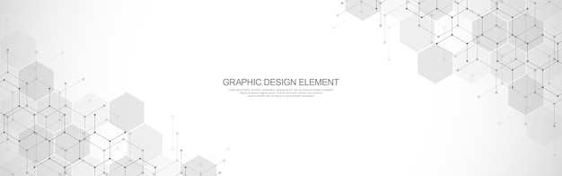abstract design element with geometric background and hexagons shape pattern