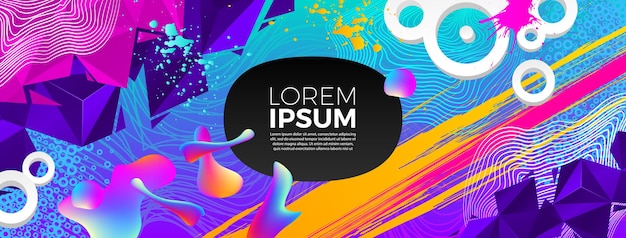 Abstract design with multicolored and gradient different shapes