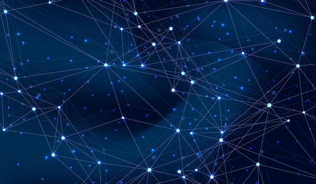 Abstract digital network connection structure on blue background Artificial intelligence