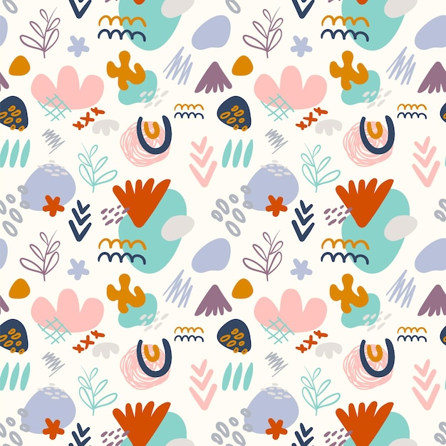 Abstract doodle shapes seamless pattern hand draw flat matisse inspired pattern modern art minimal
