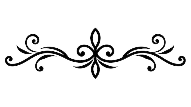 Abstract Floral Filigree Decorative Divider Line with Symmetric Ornamental Border Elements