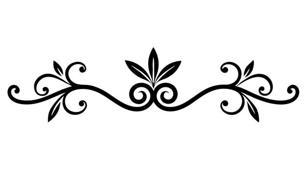 Abstract Floral Filigree Decorative Divider Line with Symmetric Ornamental Border Elements