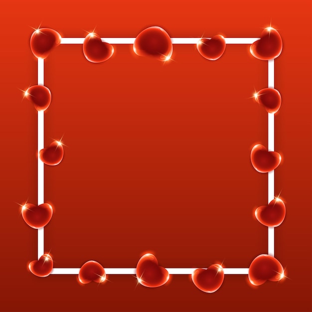 abstract frame with red hearts on a background vector illustration