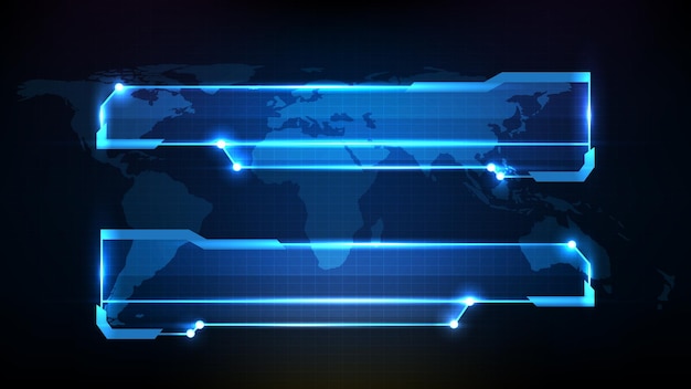 abstract futuristic background of blue technology sci fi frame, hud ui topic, lower third button bar