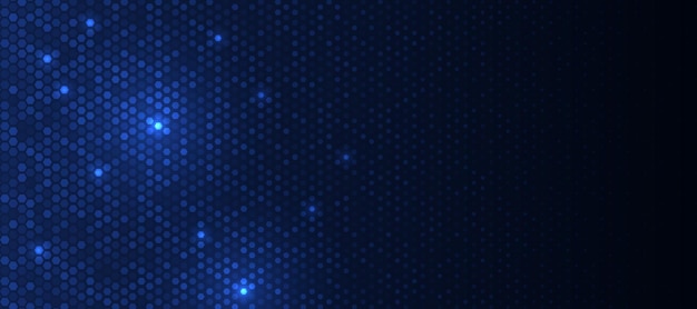 abstract futuristic technology hexagon pattern with glowing lights hexagon elements on dark blue