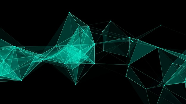 Abstract futuristic wave with moving dots abd lines Flow of particles Vector cyber technology illustration
