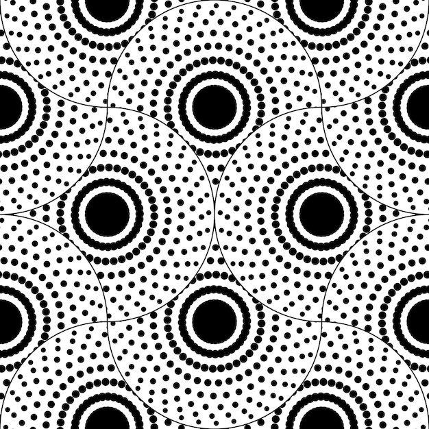 Abstract geo dotted vortex fish scale seamless pattern. Ornamental eye tile, mosaic background.
