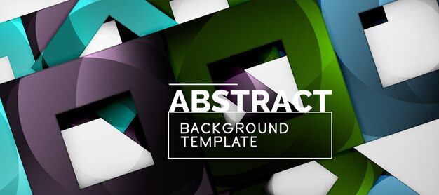 abstract geometric background glossy square shapes composition on grey minimalistic style template with copyspace