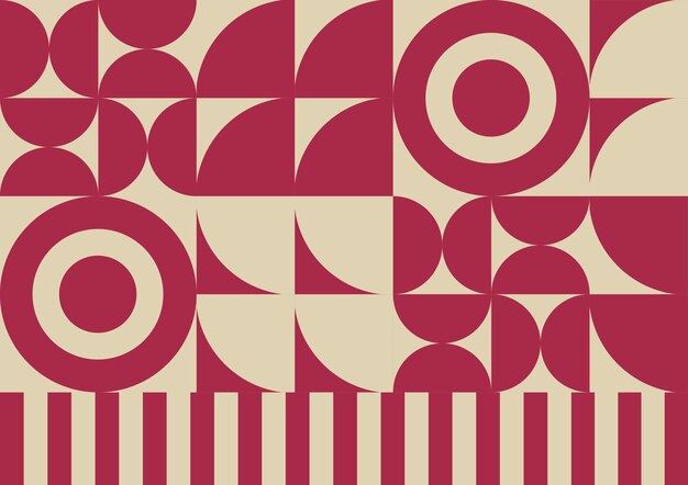 Abstract geometric pattern background Bauhaus red circle Vector Bauhaus pattern backgrounds posters