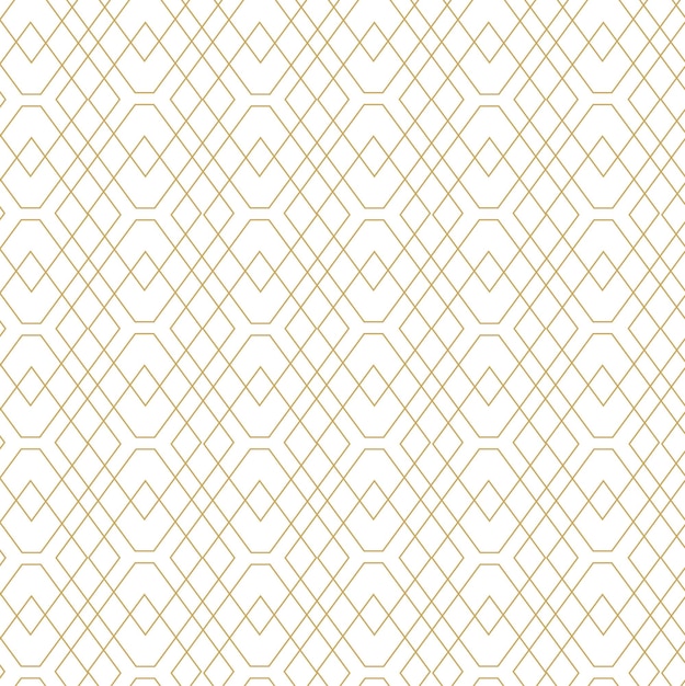Abstract geometric pattern with squares crosses stripes lines Seamless vector background White and gold ornament Modern reticulated graphic design