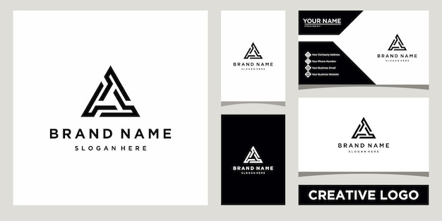 abstract geometry logo icon, triangle shape logo design template with business card design