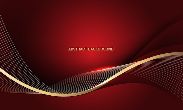 Abstract gold ribbon luxury wave curve on red design modern creative background vector