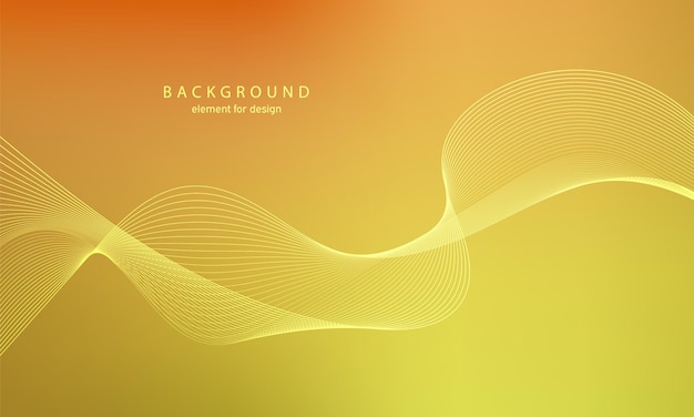 Abstract gradient background. Element for design. Colorful shiny wave with lines Trendy color yellow