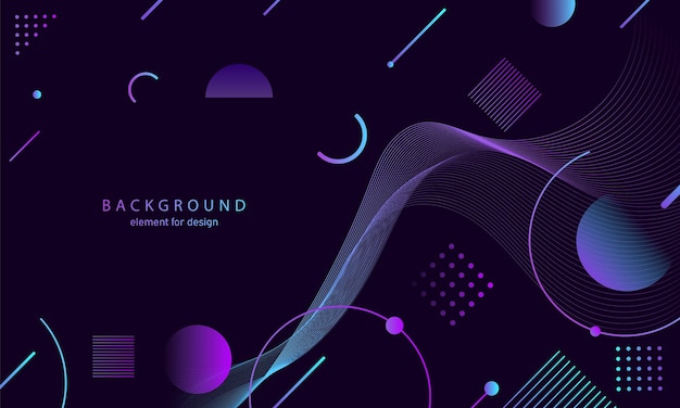Abstract gradient background. Stylized wave and line element for design. Curved wavy smooth stripe.
