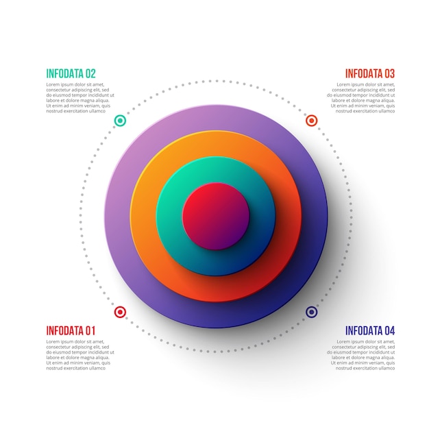 Abstract gradient element of graph, diagram with 4 steps. Creative concept for infographic.