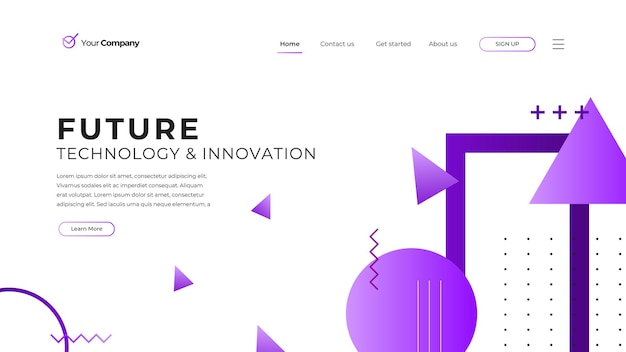 Abstract gradient landing page template Geometric background dynamic shapes composition for web