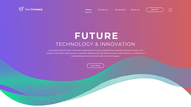 Abstract gradient landing page template Geometric background dynamic shapes composition for web