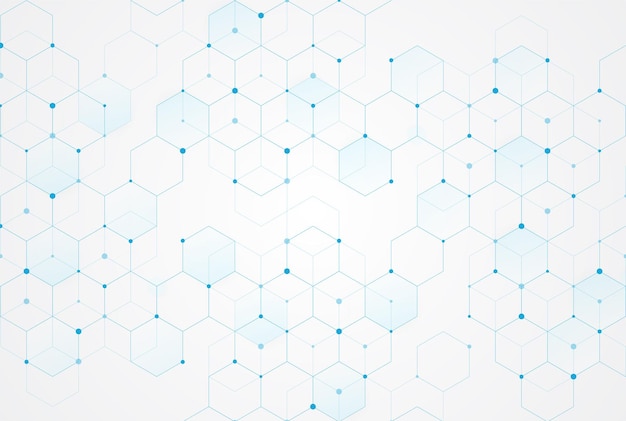 Abstract hexagonal molecular structures in technology background and science style Medical design Vector illustration